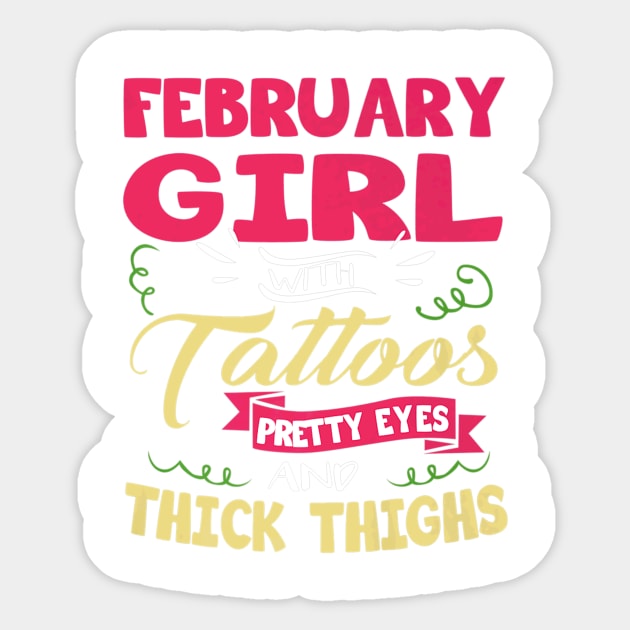 February Girl With Tattoos Pretty Eyes Thick Thighs Sticker by Stick Figure103